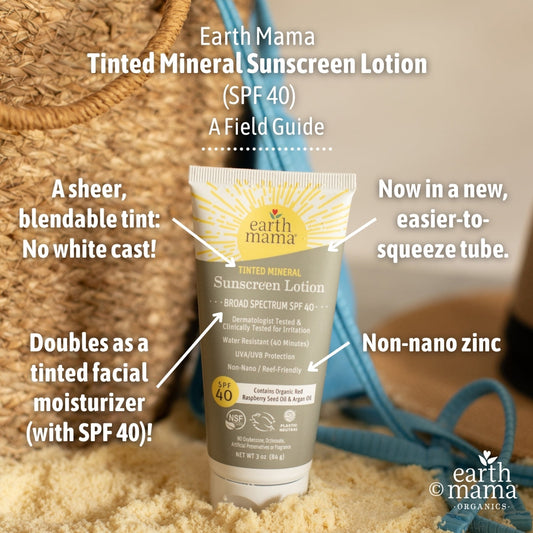 Earth Mama Organics | Tinted Mineral Sunscreen Lotion (SPF 40)